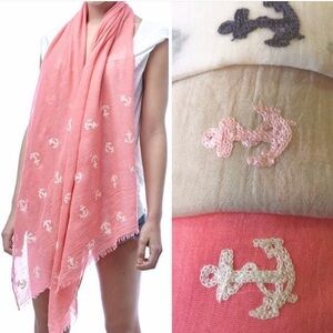 NAUTICAL EMBROIDERED SHEER SCARVES